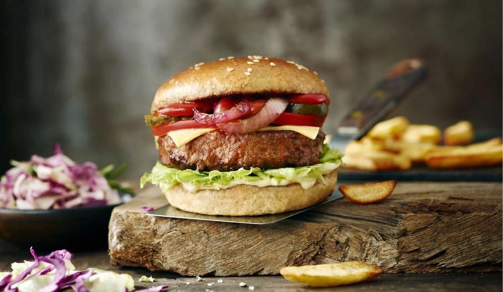 The Vegetarian Butcher’s vegan burger – a meat-free quarter pounder perfect for eating in a bun with all the trimmings