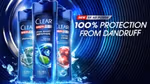 Bottles of Clear Cool Sport Menthol. The best selling anti-dandruff shampoo for men.