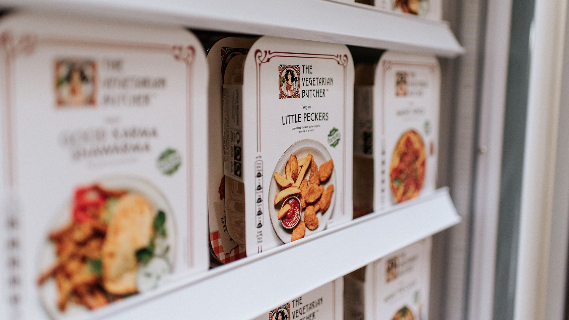 The Vegetarian Butcher packaging on shelve